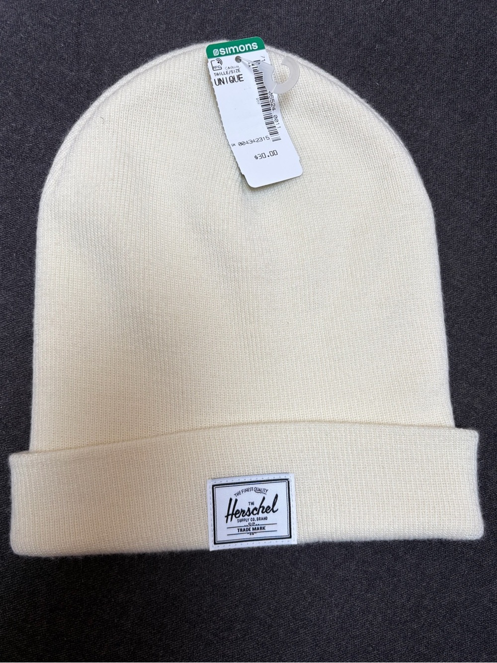 Herschel Supply Company Ivory Folded Cuff Knit Beanie